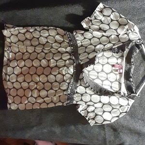 Check, silky, polkadot shirt